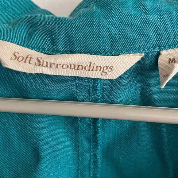 Soft Surroundings Marcie Teal Button Down Shirt Tunic Tencol Women’s Size Medium - Picture 5 of 6